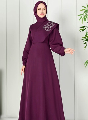 Tofisa Purple Modest Evening Dress
