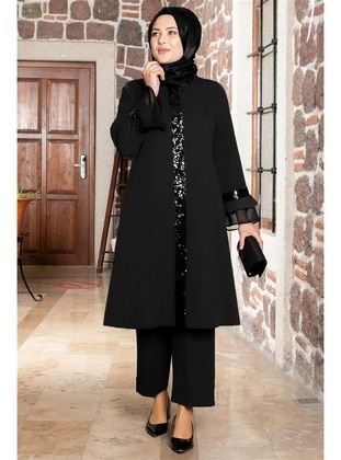 Black - Plus Size Suit - MFA Moda