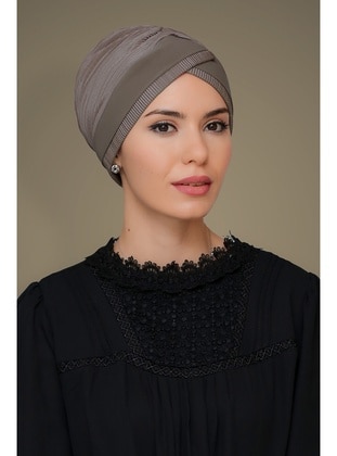 Mink Practical Instant Fitted Hijab Undercap Fukuro Pleated Single Straped Cross Shirred 1821_10