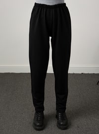 Leather Detail On Shoulder Kangaroo Pocket Double Trouser Suit Black