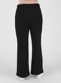 Plus Size Elastic Waist Pants Black