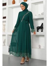  Emerald Modest Evening Dress