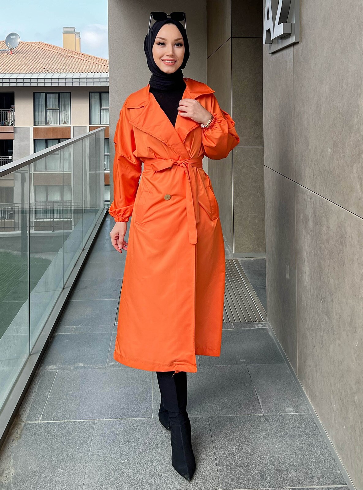  Orange Trench Coat