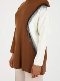 Tulle Chain Sweater Camel