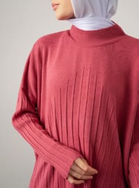 Mid Chest And Pants Ribbed Sweater Suit Deep Pink
