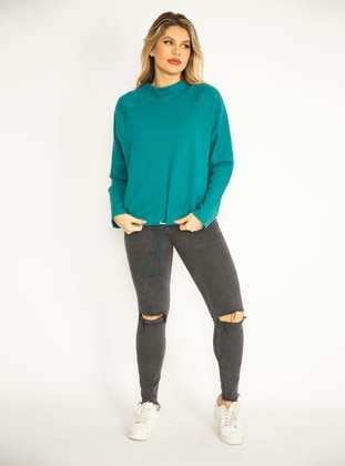 ŞANS Green Plus Size Sweatshirts