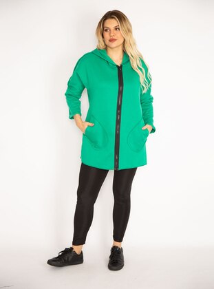 ŞANS Green Plus Size Puffer Jacket