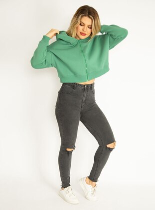 ŞANS Green Plus Size Sweatshirts