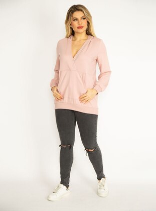 ŞANS Pink Plus Size Sweatshirts
