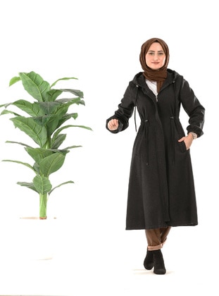 Hooded Cape Anthracite Coat