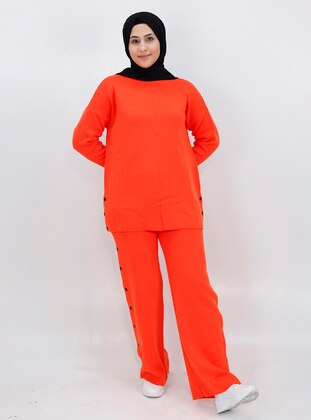 Orange - Crew neck - Unlined - Knit Tunics - Armağan Butik