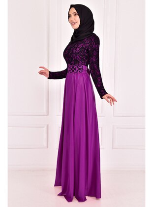 Purple - Modest Evening Dress - Moda Merve