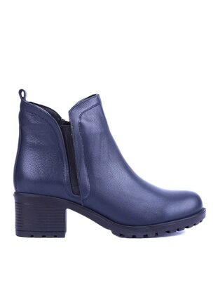 Shoetyle Navy Blue Genuine Leather Women's Heel Boots