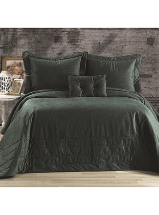 Green - Bed Spread - Gold Cotton
