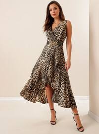 Fully Lined - Leopard - Black - Double-Breasted - Evening Dresses