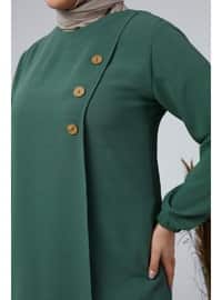Women's Plus Size Button Down Double Hijab Tunic Set Khaki