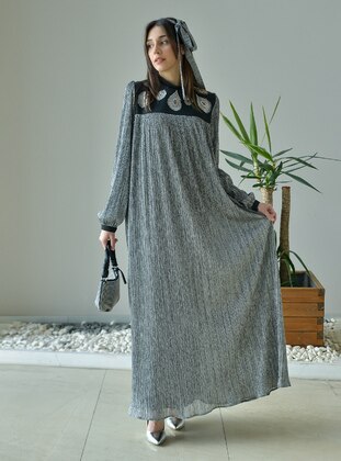 Gray - Silvery - Unlined -  - Modest Evening Dress - Ayşen Özen