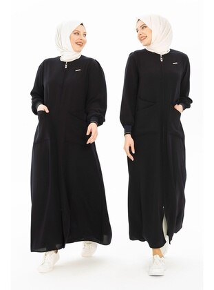 Navy Blue Abaya With Pouch Pockets 3314