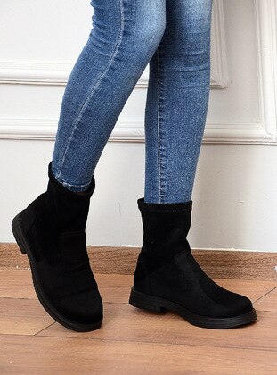 Casual Comfortable Stretch Boots Black Suede