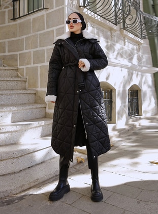 Hooded Puffer Coat Black