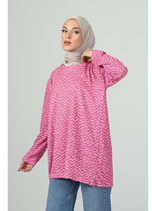 Pink - Plus Size Tunic - Maymara
