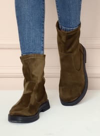 Khaki - Boot - Faux Leather - Boots