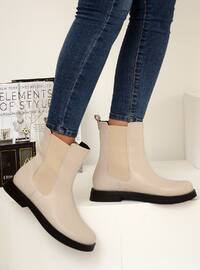Beige - Boot - Faux Leather - Boots