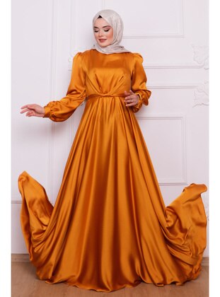 İmaj Butik Mustard Modest Evening Dress