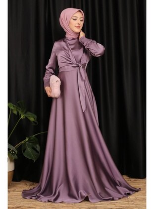 Lilac - Unlined - Modest Evening Dress - İmaj Butik