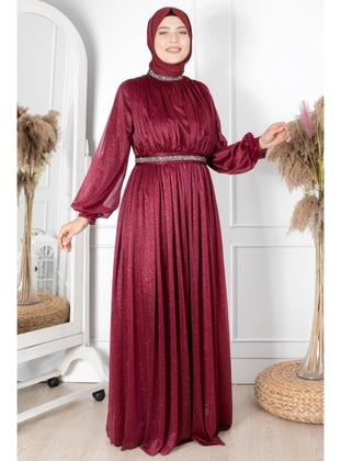 Plum - Modest Plus Size Evening Dress - MFA Moda