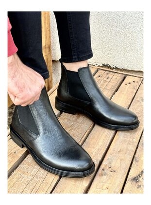 Men M027 Genuine Leather Men's Boots Black