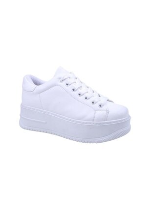 Papuç Sepeti 2596 Women's High Heel Casual Sneaker Shoes White