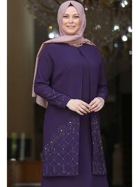 Purple - Modest Plus Size Evening Dress