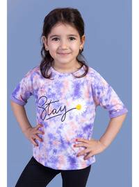 Printed - Crew neck - Unlined - Lilac - Girls` T-Shirt