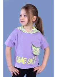 Printed - Crew neck - Unlined - Lilac - Girls` T-Shirt