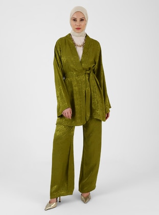 Olive Green - Multi - Unlined - Suit - Refka