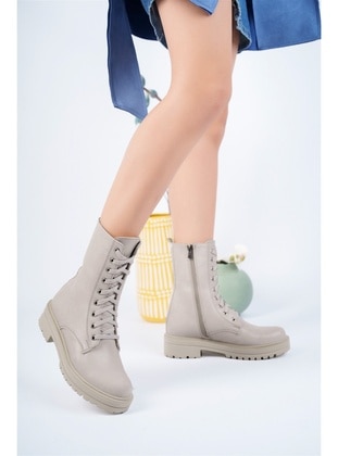 Beige - Boot - Boots - Ayakkabı Fuarı