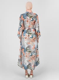 Coral - Floral - Button Collar - Unlined - Modest Dress