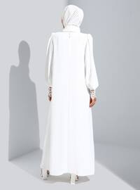Off White - Crew neck - Fully Lined - Modest Dress