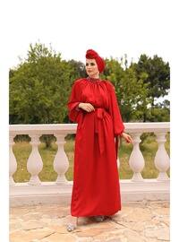  Red Modest Evening Dress