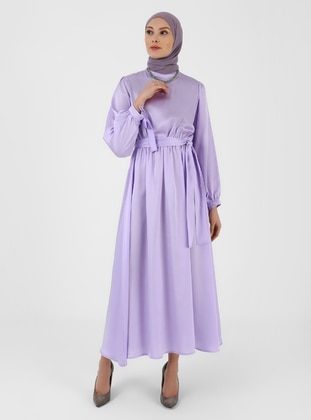 Unlined - Lilac - Crew neck - Unlined - Modest Dress - Refka