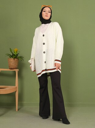 White - Stripe - Unlined - Knit Cardigan - Vav