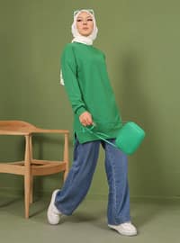 Crimp Crinkle Patterned Short Sweatshirt Benetton