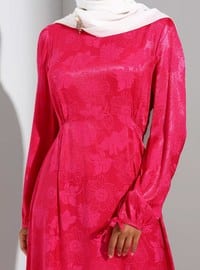 Fuchsia - Crew neck - Unlined - Modest Dress