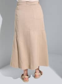 Beige - Plus Size Denim Skirts