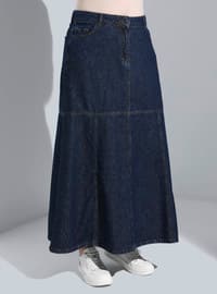 Navy Blue - Plus Size Denim Skirts
