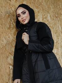 Hooded Puffer Long Coat Black
