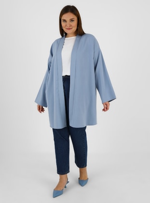Unlined - Icy Blue - Plus Size Kimono - Alia