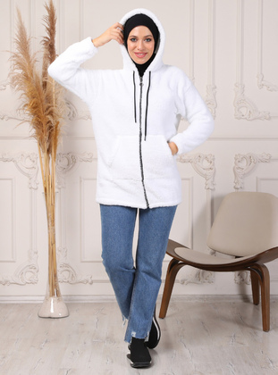 White - Knit Cardigan - Hazim Moda