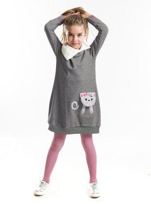 Shawl Collar Cat Pocket Girl Dress